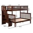 AFI Woodland Twin Over Full Solid Wood Staircase Bunk Bed in Walnut