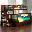 AFI Woodland Twin Over Full Staircase Storage Wood Bunk Bed in Walnut