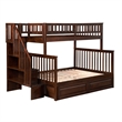 AFI Woodland Twin Over Full Staircase Storage Wood Bunk Bed in Walnut