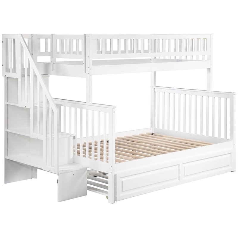 Full Staircase Trundle Bunk Bed Cymax, Woodland Bunk Bed With Trundle