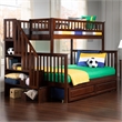 AFI Woodland Twin Over Full Staircase Trundle Wood Bunk Bed in Walnut
