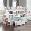 AFI Woodland Twin Over Full Staircase Storage Wood Bunk Bed in White