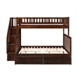 AFI Woodland Twin Over Full Staircase Storage Wood Bunk Bed in Walnut