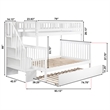 AFI Woodland Twin Over Full Staircase Trundle Wood Bunk Bed in White