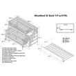 AFI Woodland Twin Over Full Staircase Trundle Wood Bunk Bed in White