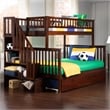 AFI Woodland Twin Over Full Staircase Trundle Wood Bunk Bed in Walnut