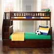 AFI Woodland Twin Over Full Staircase Trundle Wood Bunk Bed in Walnut