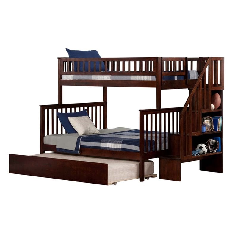 Atlantic Furniture Woodland Twin Over Full Staircase Trundle Bunk