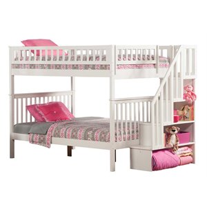 atlantic furniture woodland staircase bunk bed in white