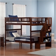 AFI Woodland Full Over Full Solid Wood Staircase Bunk Bed in Walnut