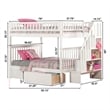 AFI Woodland Full Over Full Staircase Storage Wood Bunk Bed in White