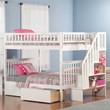 AFI Woodland Full Over Full Solid Wood Staircase Storage Bunk Bed in White