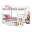 AFI Woodland Full Over Full Staircase Storage Wood Bunk Bed in White