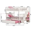 AFI Woodland Full Over Full Staircase Trundle Wood Bunk Bed in White
