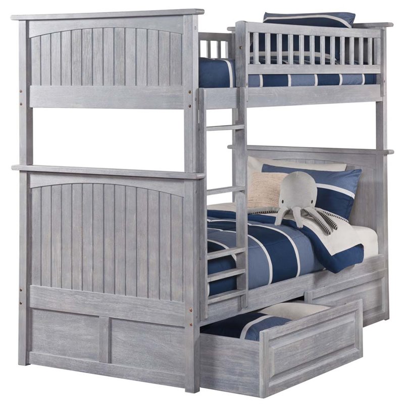 Atlantic Furniture Columbia Twin Over Full Staircase Bunk Bed in White
