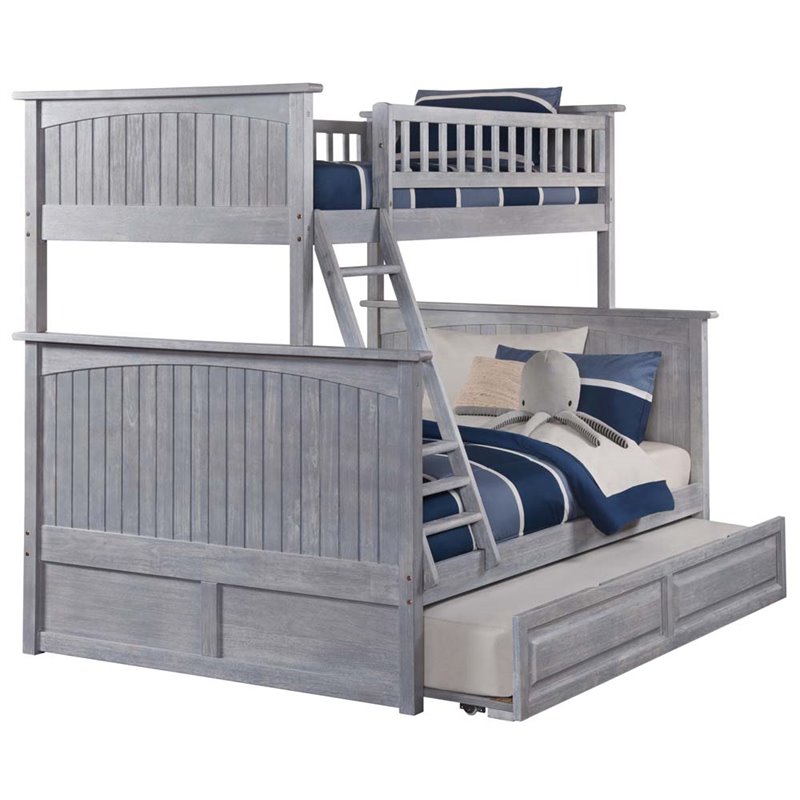 grey bunk bed with trundle