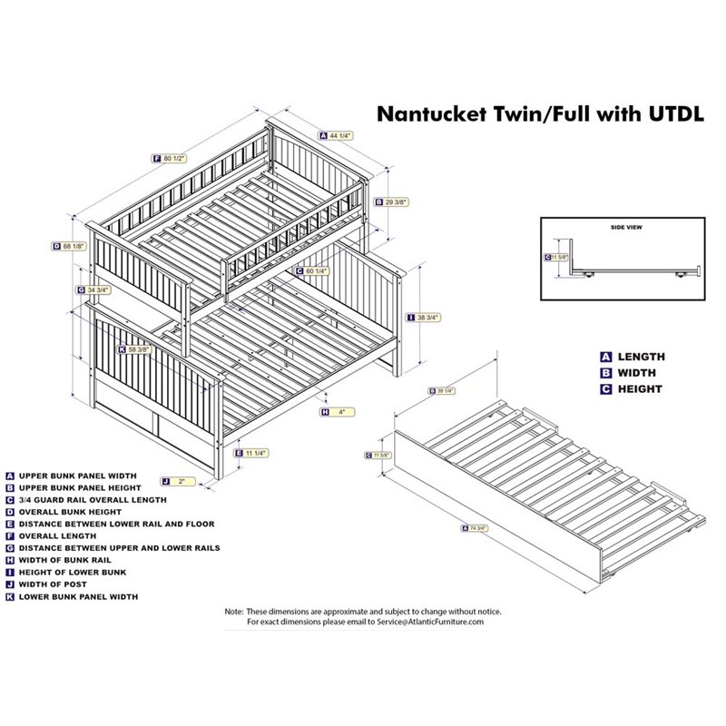 twin over full bunk bed measurements