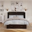 Nantucket Queen Wood Murphy Bed Chest w Mattress & Built-in Charger in Espresso