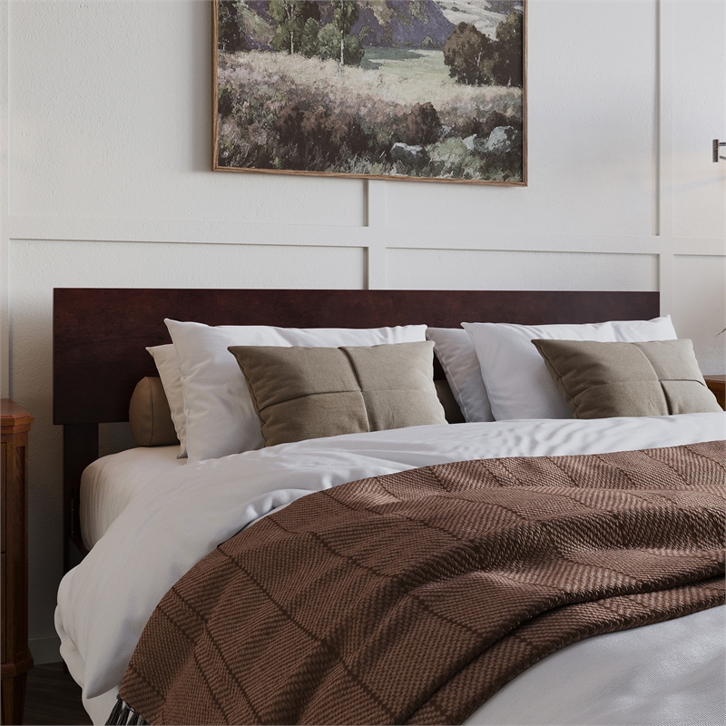 Orlando Queen Modern Wood Panel Headboard in Espresso