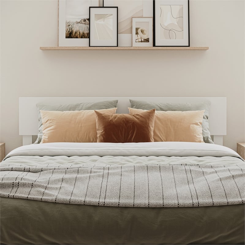 Orlando Queen Modern Wood Panel Headboard in White