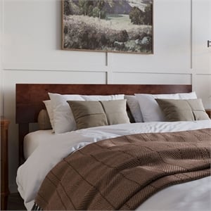 Orlando Queen Modern Wood Panel Headboard in Walnut