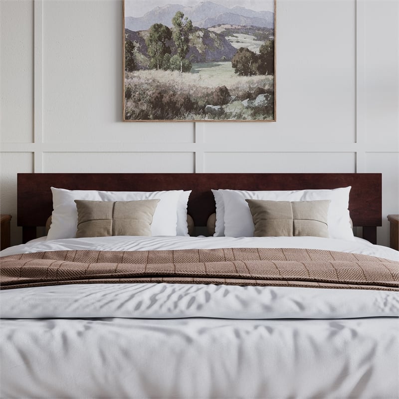 Orlando King Modern Wood Panel Headboard in Espresso