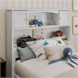 AFI Newport Twin Wood Bookcase Headboard with Device Charger in White