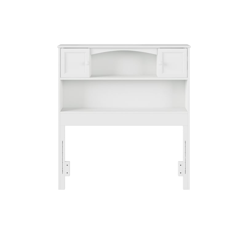 AFI Newport Twin Wood Bookcase Headboard with Device Charger in White