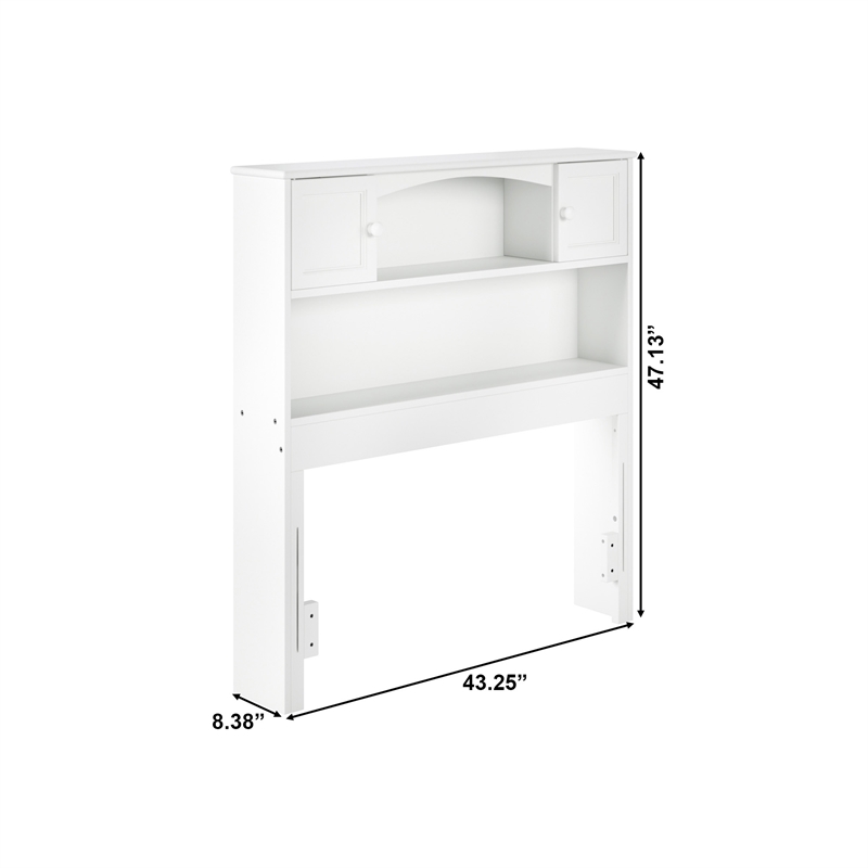 AFI Newport Twin Wood Bookcase Headboard with Device Charger in White