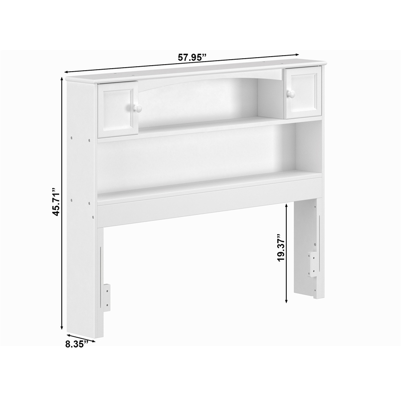 AFI Newport Full Wood Bookcase Headboard in White