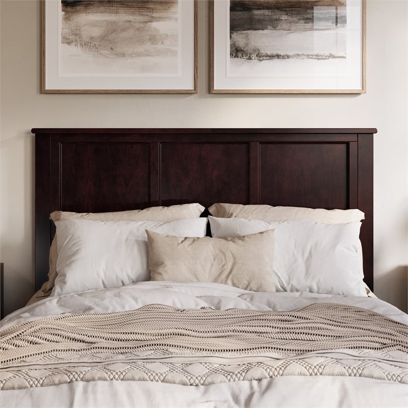 Madison Queen Solid Wood Panel Headboard in Espresso