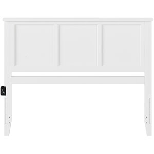 AFI Madison King Solid Wood Panel Headboard with Device Charger in White