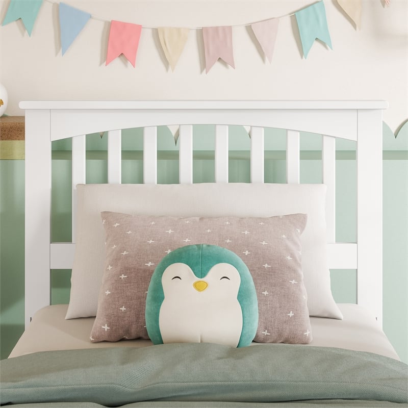 Mission Twin Wood Headboard in White