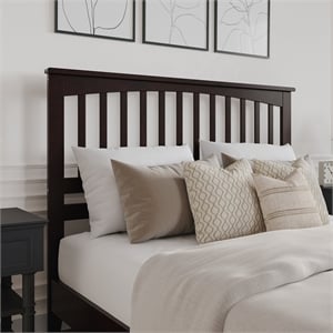 Mission Queen Wood Headboard in Espresso