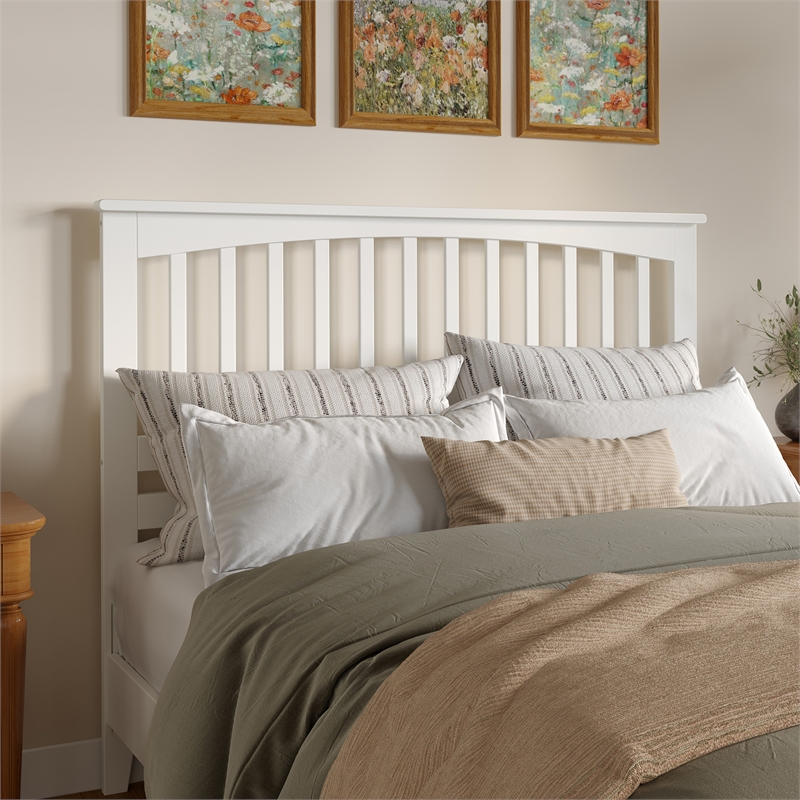 AFI Mission Queen Wood Headboard with USB Charging Station in White