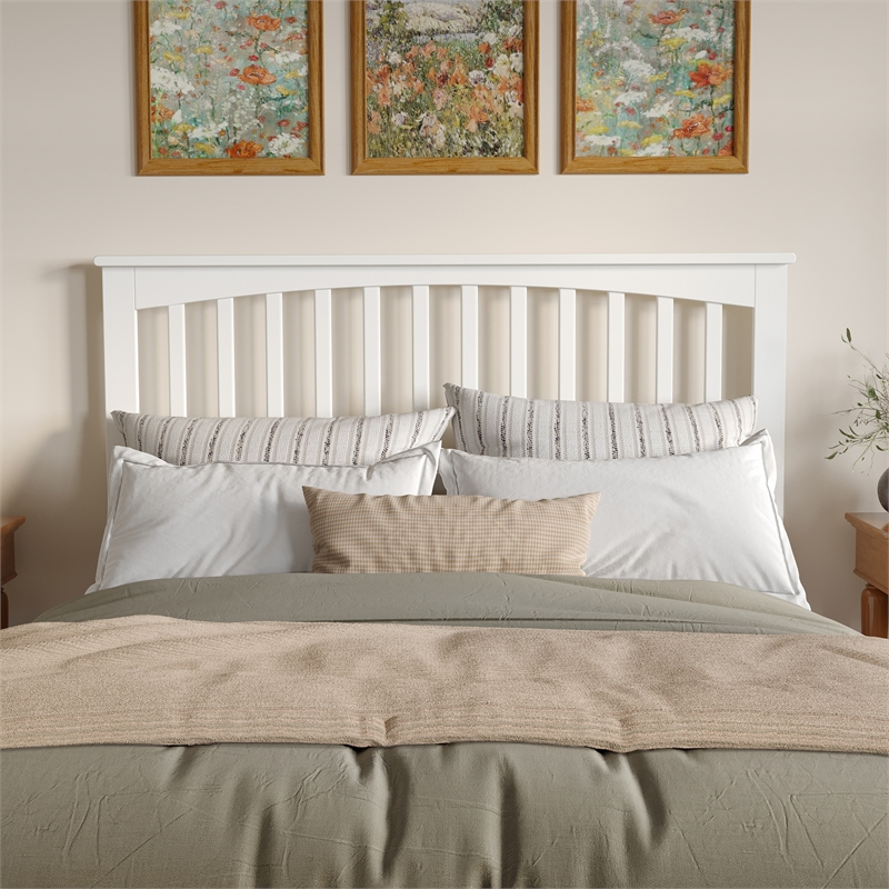 AFI Mission Queen Wood Headboard with USB Charging Station in White