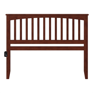 AFI Mission Queen Wood Headboard with USB Charging Station in Walnut