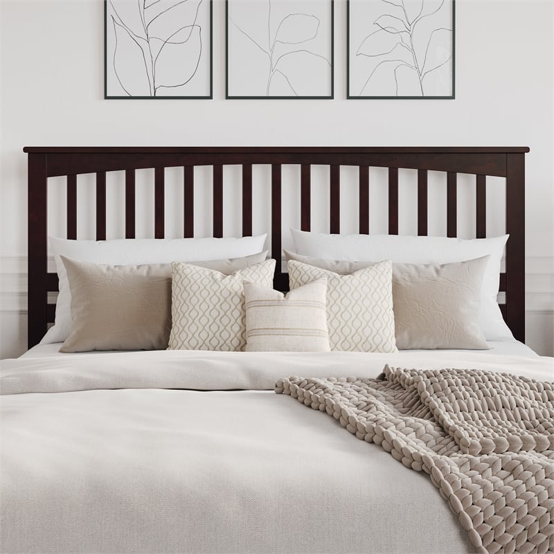 Mission King Wood Headboard in Espresso
