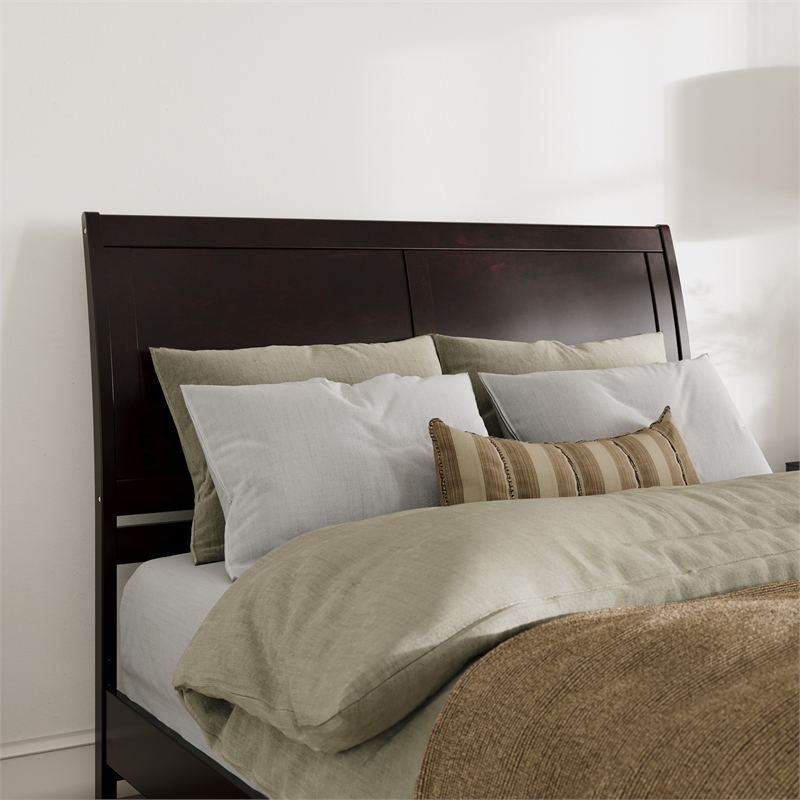 Portland Queen Sleigh Wood Headboard in Espresso