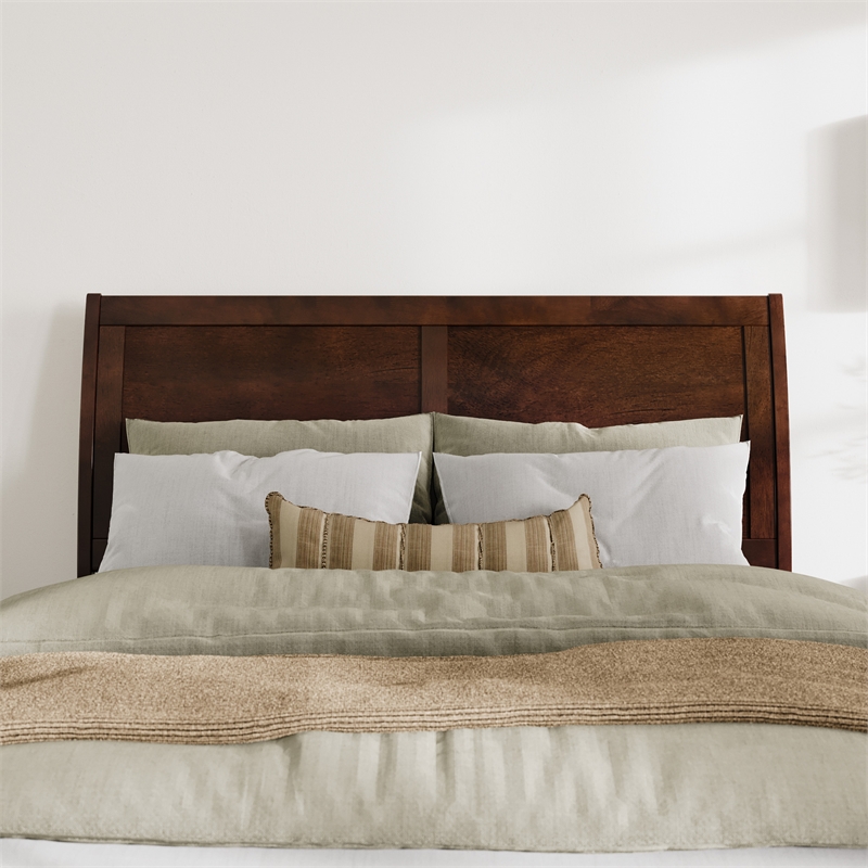 Portland Queen Sleigh Wood Headboard in Walnut