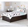 Concord Wood Twin XL Platform Bed with Footboard & 2 Storage Drawers in Espresso