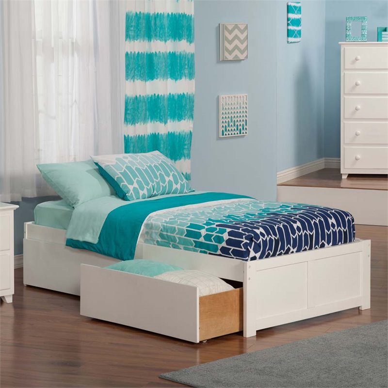AFI Concord Urban Twin XL Solid Wood Storage Platform Bed in White