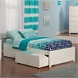 Concord Twin XL Platform Bed with Footboard & 2 Storage Drawers in White