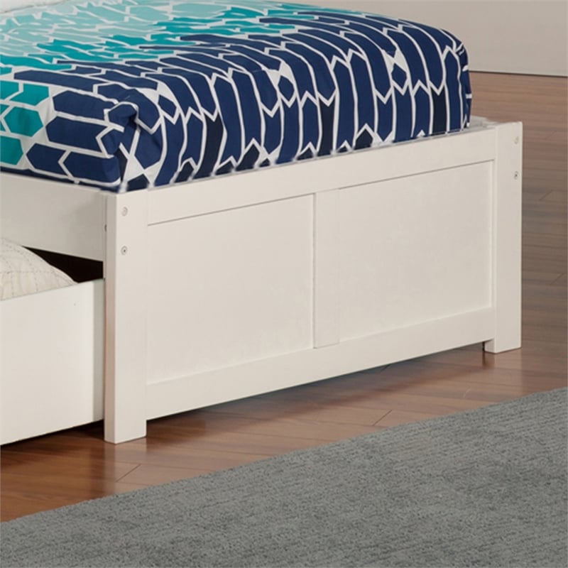 Concord Twin XL Platform Bed with Footboard & 2 Storage Drawers in White