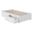 Concord Twin XL Platform Bed with Footboard & 2 Storage Drawers in White