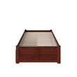 Concord Twin XL Platform Bed with Footboard & 2 Storage Drawers in Walnut