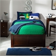 Concord Twin XL Platform Bed with Footboard & 2 Storage Drawers in Walnut