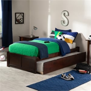 AFI Concord Urban Twin Trundle Solid Wood Platform Bed in Walnut