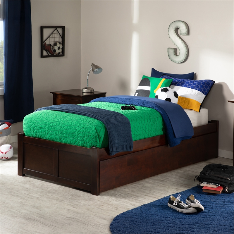 AFI Concord Urban Twin Trundle Solid Wood Platform Bed in Walnut