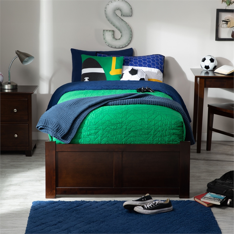 AFI Concord Urban Twin Trundle Solid Wood Platform Bed in Walnut
